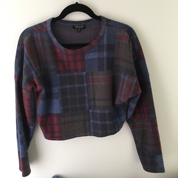 Topshop plaid crop sweater - Picture 2 of 4